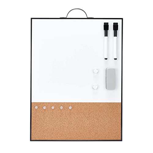 TSJ OFFICE Black 1/3 Corkboard 12x16 Inches Vertical Magnetic Whiteboard