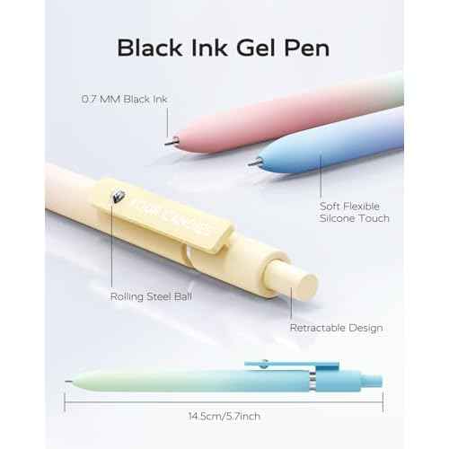 Four Candies Gel Pens, 5 Pcs 0.7mm Quick Dry Black Ink Pen Fine Point Smooth Writing Unique Pen, Office Home School Supplies Essentials Fun Pretty Cute Pens Gifts for Girl Women(Gradient)