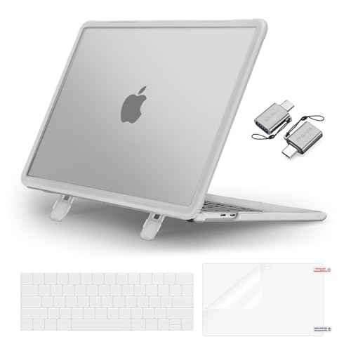 MOSISO Compatible with MacBook Pro 13 inch Case M2 2025-2016 A2338 M1 A2251 A2289 A2159 A1989 A1708 A1706, Heavy Duty Plastic Hard Case with Kickstand&Keyboard Skin&Screen Film&Type C, Translucent