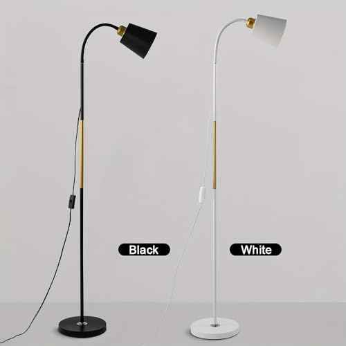 Metal Floor Lamps,3 Color with Adjustable Flexible Gooseneck Standing Lamp,Pole Reading Lamp for Office, Living Room (Black)