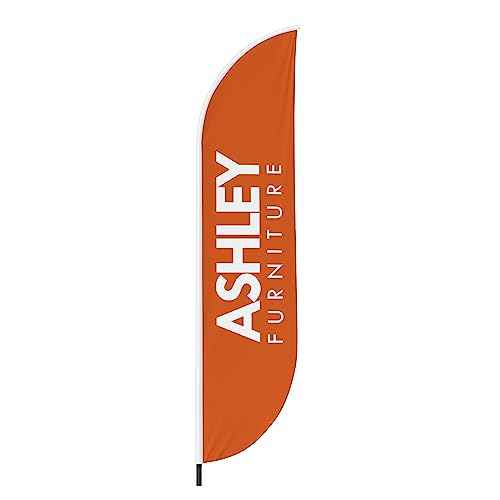 Ashhley Furniture Feather Flag(11.5feetX2.5feet) by DreamController | Outdoor Business Advertising Tall Flag | Weather-Resistant Knitted Swooper banner | Made in USA | HD Print (Flag Only