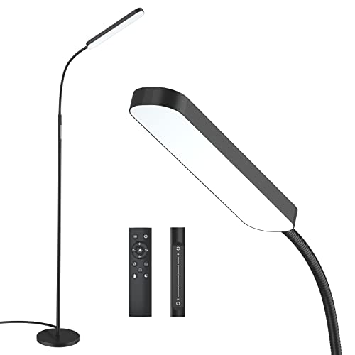Floor lamp, 15w/1000lm Bright LED Floor Lamp with Stepless Adjustable 3000K-6000K Colors and Dimmer, Remote and Touch Control, Adjustable Gooseneck Floor Lamp for Living Room