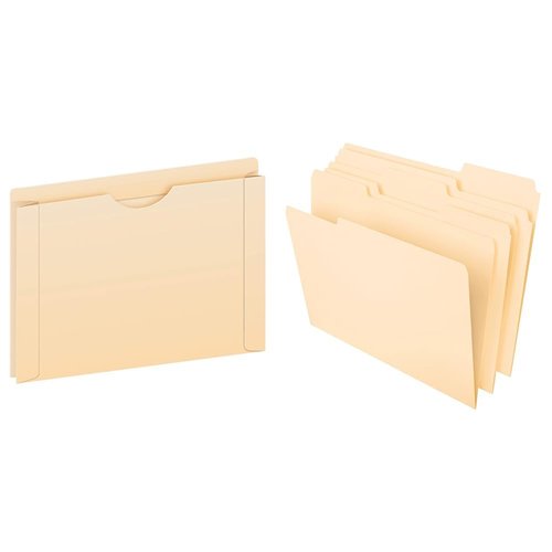 Pendaflex File Jackets, Letter Size, Manila, 2" Expansion, Reinforced Straight-Cut Tabs & File Folders, Letter Size, 8-1/2" x 11", Classic Manila, 1/3-Cut Tabs in Left, Right, Center Positions