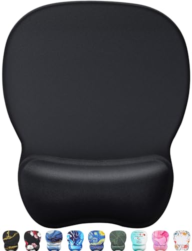 MROCO Black Ergonomic Mouse Pad with Gel Wrist Rest, 9.4 x 8.1 in