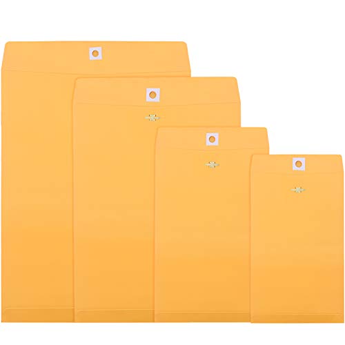 Frienda 50 Pcs Kraft Clasp Envelopes - 4 Sizes, Yellow, Office & Organization