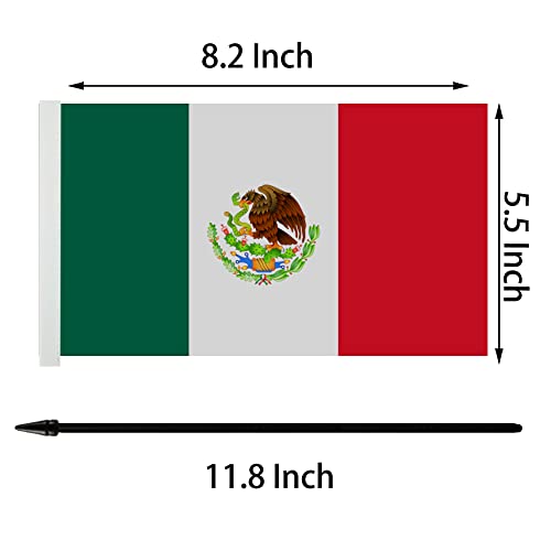 US & Mexico Twin Desk Flag Set - American & Mexican Miniature Flags for Display