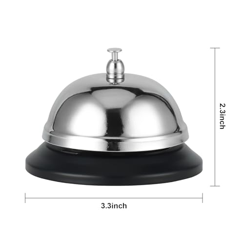 Stainless Steel Desk Call Bell 3.3 Inch Diameter for Hotels & Offices - 2 Pack