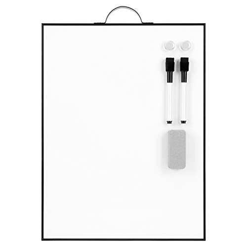 Black Vertical 16x12 Magnetic Whiteboard with Handle - Portable Dry Erase Board for Office & Home