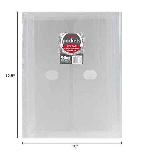 C-Line Side Loading Poly Binder Pockets with 1" Gusset, Clear, 10 Packs of 5 Pockets, 50 Total (57537-10)