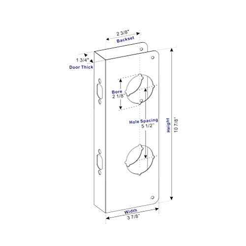 Door Guard Reinforcer for Extra Security to Your Home and Prevent Unauthorized Entry, 2-3/8 Backset and 5-1/2 Door Hole, Repair Doors in Black Finish 2 PCS