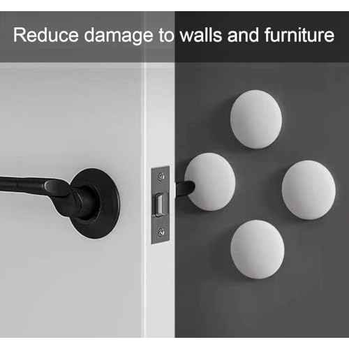 Door Stoppers (6 Pcs) Door Stops Wall Protector. 2" White Silicone Door Bumpers with Strong Thickened Adhesive of Rubber Knob, Round Wall Shield Cushion. Door Knob Wall Protector,Anti-Collision Pad
