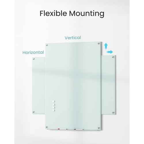 VUSIGN Glass Dry Erase Board for Wall, 36" x 24" Magnetic Dry Erase Board, Large Frameless Mounted White Board Dry Erase for Office, Home, School