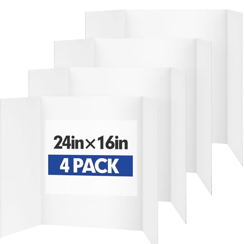 TUXIYA White Tri Fold Poster Board 4-Pack 24x16 Inches Presentation Display