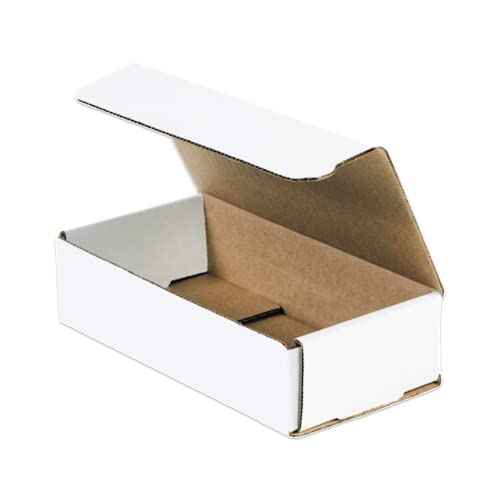 AVIDITI Corrugated Mailing Mailer Boxes Small 8" x 4" x 2" (50 Pack) Cardboard Shipping Box for Packaging Moving Packing Storage - White, 50 Pack
