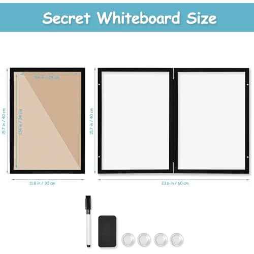Black Frame Enclosed Whiteboard with Wooden Frame, Approx.16x11in Poster Frame and Functional Whiteboard for Office, Home(Poster Not Included)