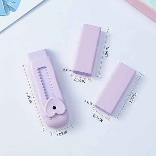 3PCS Push-Pull Eraser Clean No Crumbs Retractable Erasers Purple