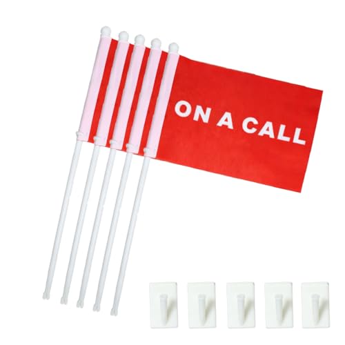 YHUILL 5 Pack Red On A Call Sign Flags for Office Cubicles - Privacy Indicator with Base