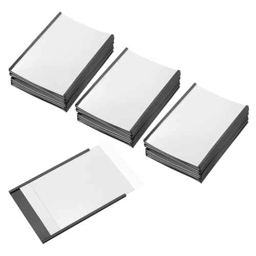 PATIKIL Magnetic Label Holder 4" x 3" with Paper Inserts, 50 Pcs C Channel Magnetic File Cabinet Labels Shelf Data Card Holder Signs for Metal Racks Shelves Whiteboard Tool Box