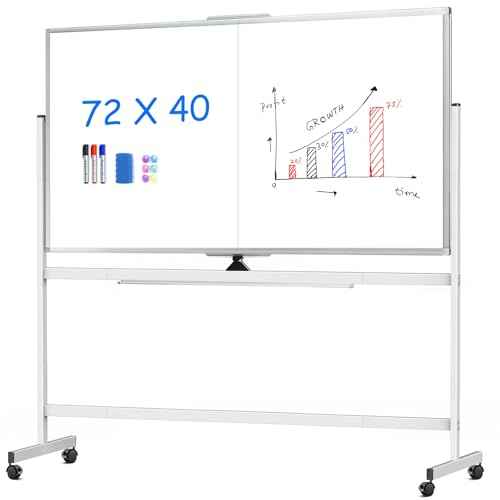 maxtek Rolling Whiteboard, 72x40 Large Double-Sided White Board Dry Erase on Wheels, Giant Magnetic White Board Standing for Office, School, Home Office, Homeschool(72 x 40)