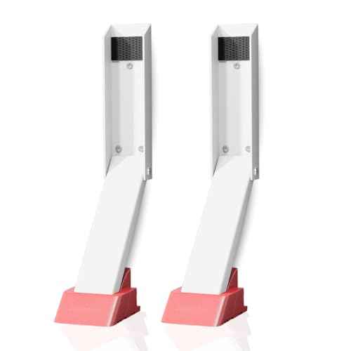 2 Pack Door Stop, No Drill Door Stoppers - Kickdown Doorstop for Home, Glass Doors, & Outdoors, Easy to Install Doors with Self Adhesive Door Stopper, No Screw Flip Down Portable Door Stopper - White