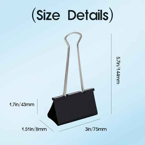 Jumbo Binder Clips 3 Inch, Black, Binder Clips Extra Large Heavy Duty for Office Supplies (36)