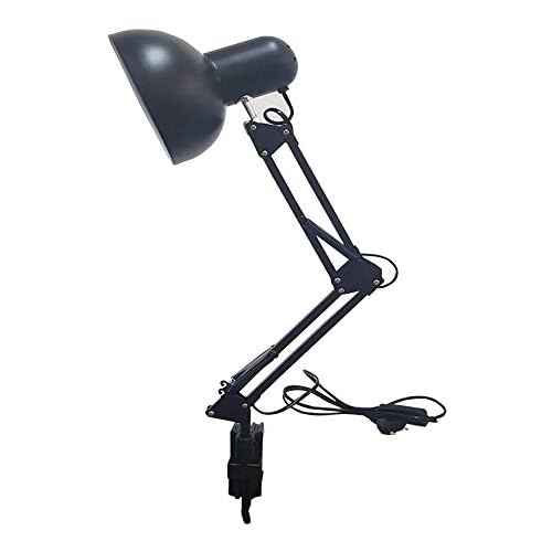 Adjustable Clamp Desk Lamp 26" Height, Swing Arm Architect Metal Table Lamp, Gooseneck and 360¡Æ Rotating Shade, E26 Base (BULB NOT INCLUDED) Black Clip-On Light for Office, Study, Reading, Crafting