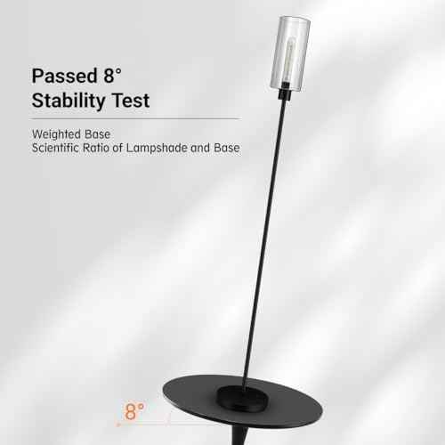 BoostArea Modern Standing Floor Lamp with Seeded Glass Shade, Simple Design, Tall, for Bedroom, Office, Kids Room, Reading