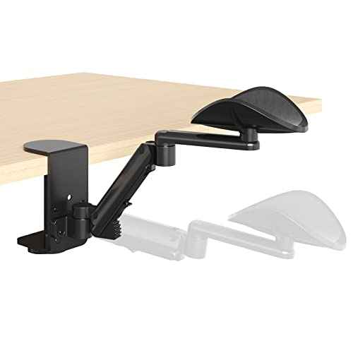JOY worker Universal Clamp-on Adjustable Arm Rest, Ergonomic 360¡Æ Rotating Elbow Rest Pad for Desk, 6-Level Height Desk Arm Support for Thicker Desktop, Left/Right Hand, Black
