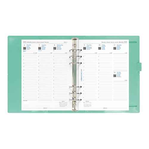 Filofax Domino Patent Organizer, A5 Size, Turquoise - High-Gloss, Contemporary, Six Rings, Week-to-View Calendar Diary, Multilingual, 2025 (C022515-25)