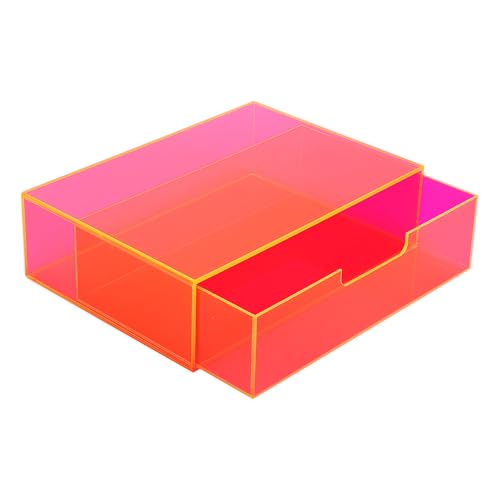 Gelite Acrylic Desk Organizer with Drawer for Makeup Vanity Stackable Desktop Storage Box for Office Supplies, 13.8 x 9.8 x 3.9¡¯¡¯, Neon Pink