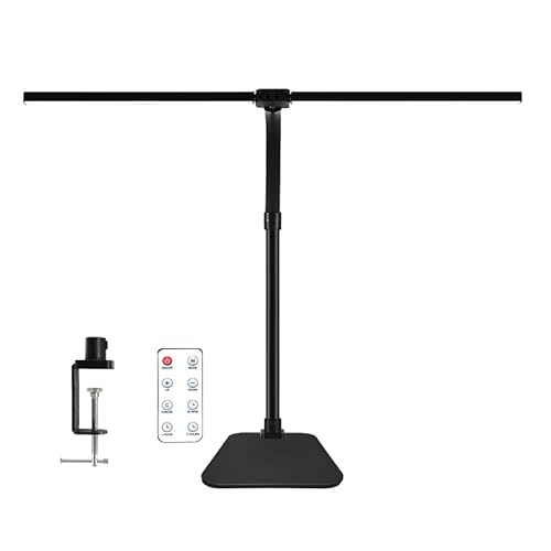 LED Desk Lamp for Office Dorm Home - Eye Caring Desk Light with Timer, Remote Control 24W Brightest Dual Screen Computer Monitor Gooseneck Dimmable Table lamp with Anti-Glare Cover Base