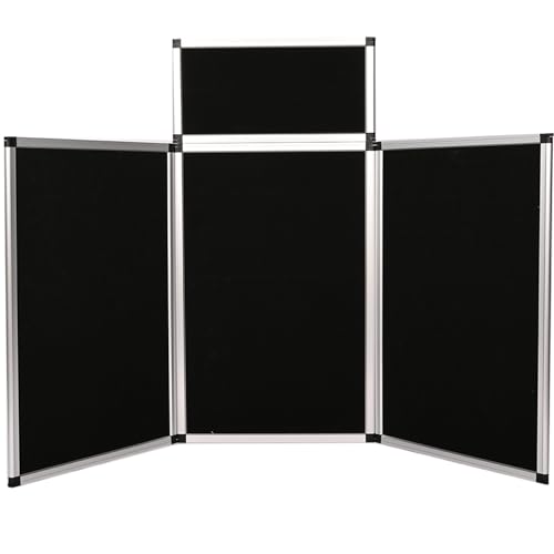3+1 Panel Trade Show Presentation Board 70.8¡° x 35.4¡± Trifold 3-Panel Display Board Folding 3 Panel Exhibition Boards Single Sided Tabletop Display Black Hook & Loop-Receptive Fabric with Bag