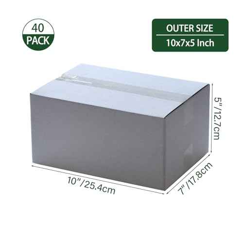 10x7x5 Inches Shipping Boxes Set of 40, White Corrugated Cardboard Box Literature Mailer for Packing Small Business