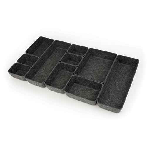 Three by Three Seattle Felt¡¤Like¡¤It! Felt Bins for Office, Crafts, Classroom, Living Room, Bedroom: Charcoal, Set of 10
