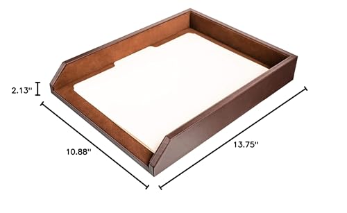 Dacasso Leather Desktop Letter Tray - Luxury Letter Holder & Paper Organizer for Desk - Office Organization & Executive Desk Decor - (Chocolate Brown)