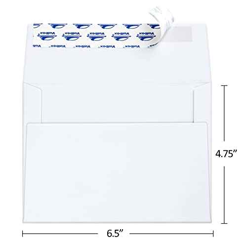 ValBox 100 Qty A6 Envelopes Self Seal 6.5 x 4.75" White Kraft Paper Invitation Envelopes for 4x6 Cards, Photos, Invitations, Weddings, Baby Shower, Birthday, Announcements, RSVP (A6)