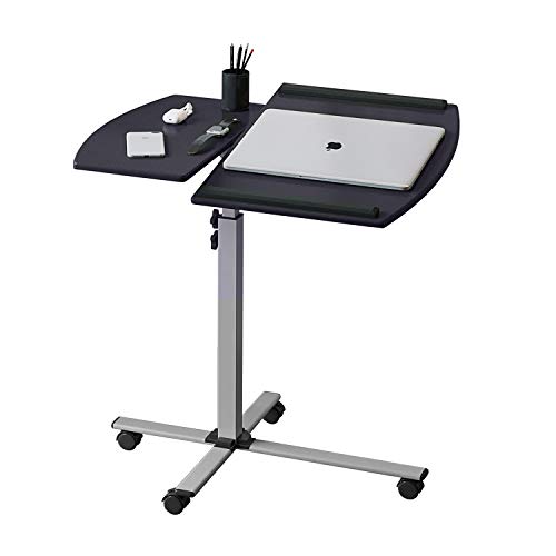 Techni Mobili Laptop Cart with Tilting Top - Adjustable Height Rolling Laptop Stand (Graphite) - Laptop Cart