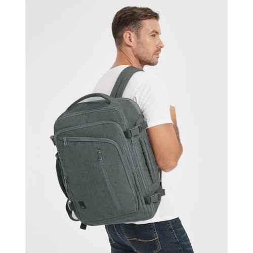 WANDF Expandable Travel Backpack For Spirit Airlines Personal Item Bag 18x14x8 with Wet Pocket, 17 Inch Laptop Backpack for Men£¨Grey£©
