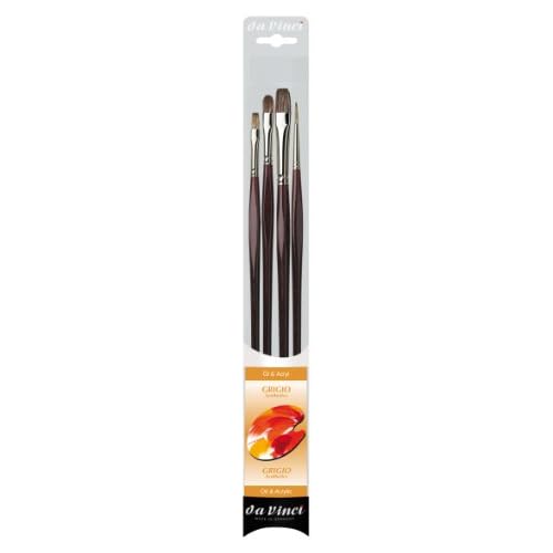 da Vinci Oil & Acrylic Series 5103 Grigio Synthetic Paint Brush Set, Multiple Sizes, 4 Brushes (Series 7195, 7495, 7795)