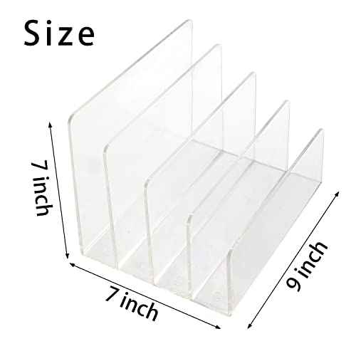 Acrylic Desk File Organizer 2 Pack, 4 Section Letter Organizer, Clear Folder Holder, Desktop File Holder for Document, Notebook and Newspaper, Clear Desk Storage Rack for Home and Office Use
