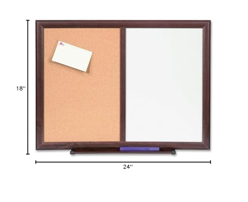 Lorell Bulletin Board Combo, Dry-Erase/Cork, 24"x18", Mahogany Frame (LLR84270)