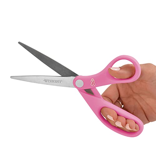 Westcott Pink Ribbon 8-Inch Stainless Steel Office & Craft Scissors - 1 Pack