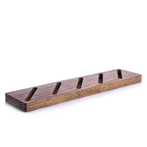 Oak Wood Multiple Business Card Holder - 5 Slot Modern Card Stand for Office Desk, Perfect Professional Card Organizer for Men and Women, Stylish and Functional Design (Dark Brown)