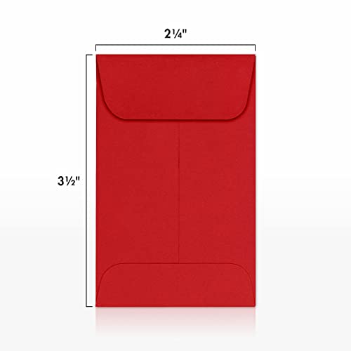 LUXPaper Coin Envelopes Ruby Red 2 1/4 x 3 1/2 Inch 50 Pack