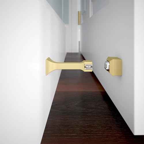 Franklin Brass Classic Edge (2-Pack) 3" Magnetic Door Stop Modern Gold Magnetic Door Catch Stoppers for Bottom of Door Holder to Keep Door Open Protects Wall Solid Rigid Magnet Door Stop B47313K-117-C
