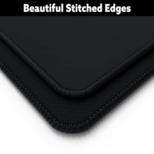 Giga Size Gaming Mouse Pad - Anti Slip Rubber Base - Stitched Edges - Large Desk Mat - 60" x 30" x 0.16" (Giga, All Black/No Logo)