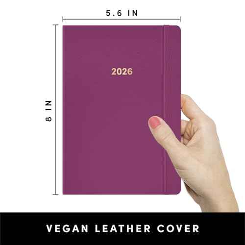 PAPERAGE 2026 Weekly & Monthly Planner, 12 Months (January 2026 - December 2026), 5.6 in x 8 in, Hardcover 2026 Planner with Weekly & Monthly Spreads, Note Pages, Stickers & Back Pocket ? Raspberry