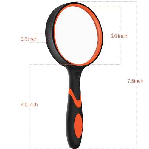 2 Pack 75mm 10X Handheld Magnifying Glass,Rubber Reading Magnifier for Kids Seniors, Suitable for Hobbies and Science
