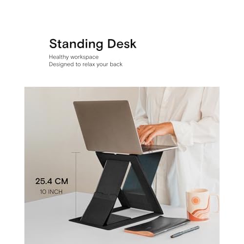 MOFT Folding Laptop Stand Lap Desk, Portable & Mini Computer Stand Laptop Desk for Travel and Home Office, Ergonomic Design with Adjustable Viewing Angles, Lightweight Computer Cooling Riser, Black