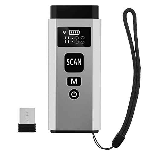 Bluetooth Scanner, Portable Barcode Scanner Wireless 1D 2D Barcode Reader 3 in 1 Wired & Bluetooth & 2.4G Wireless Connection Bar Code Scanners with TFT Screen Work for iOS, Windows, Android